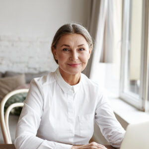 Portrait of Happy Skilled Middle Aged Woman Life Coach